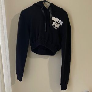 White Fox Black Cropped Hoodie Sweater XS/S